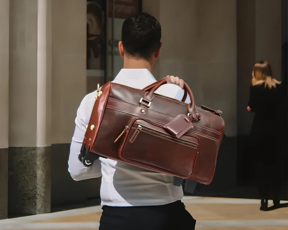retro luggage with wheels